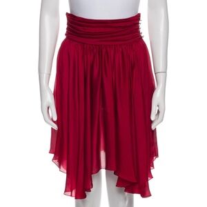 Alexandre Vauthier Red Featherweight 100% Silk Knee-Length Skirt * NEW * 65% OFF